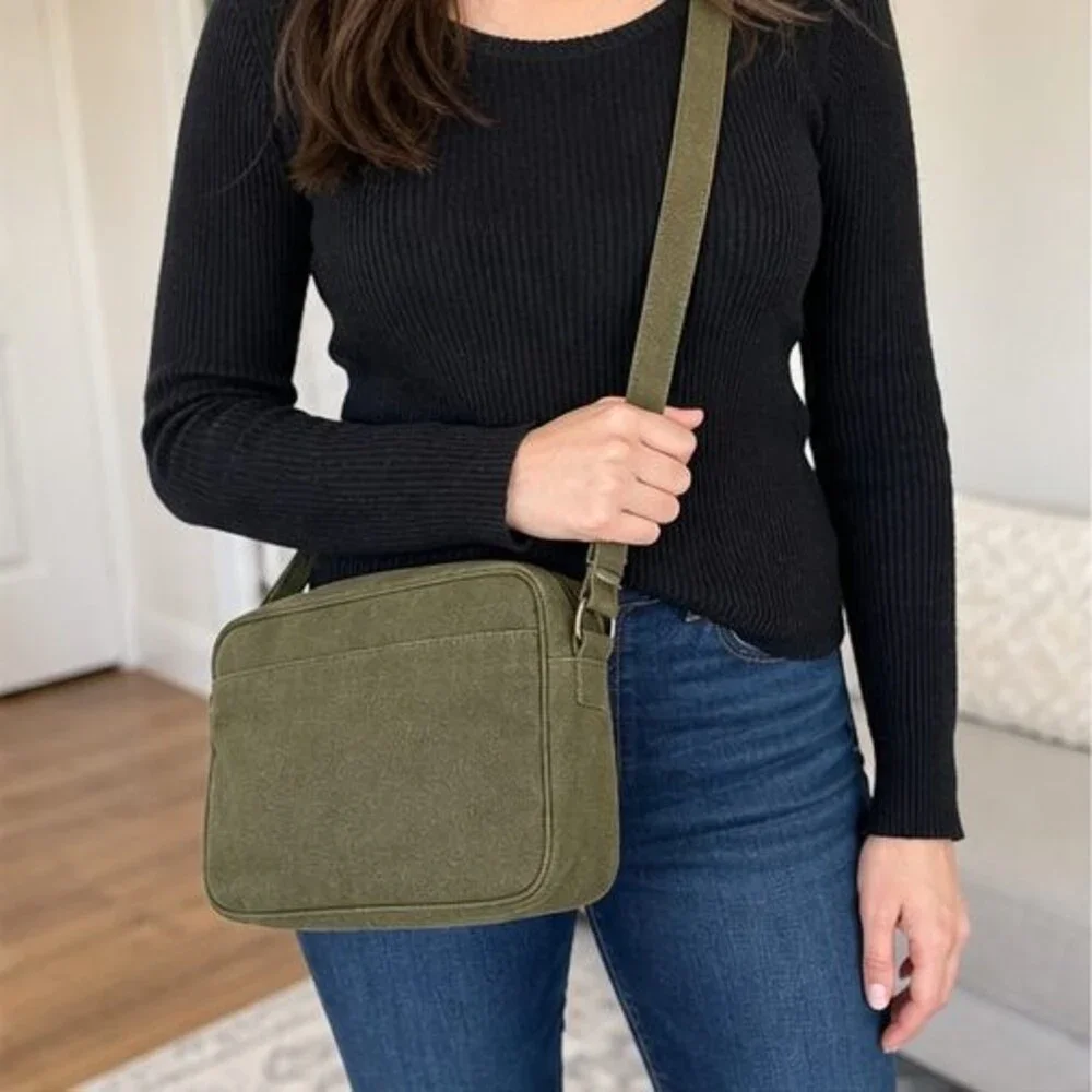 Olive Canvas Crossbody Bag